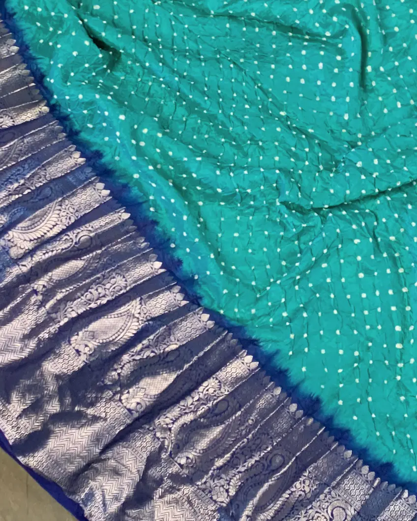 Blue Bandhani Chaniya Silk Saree T4525234