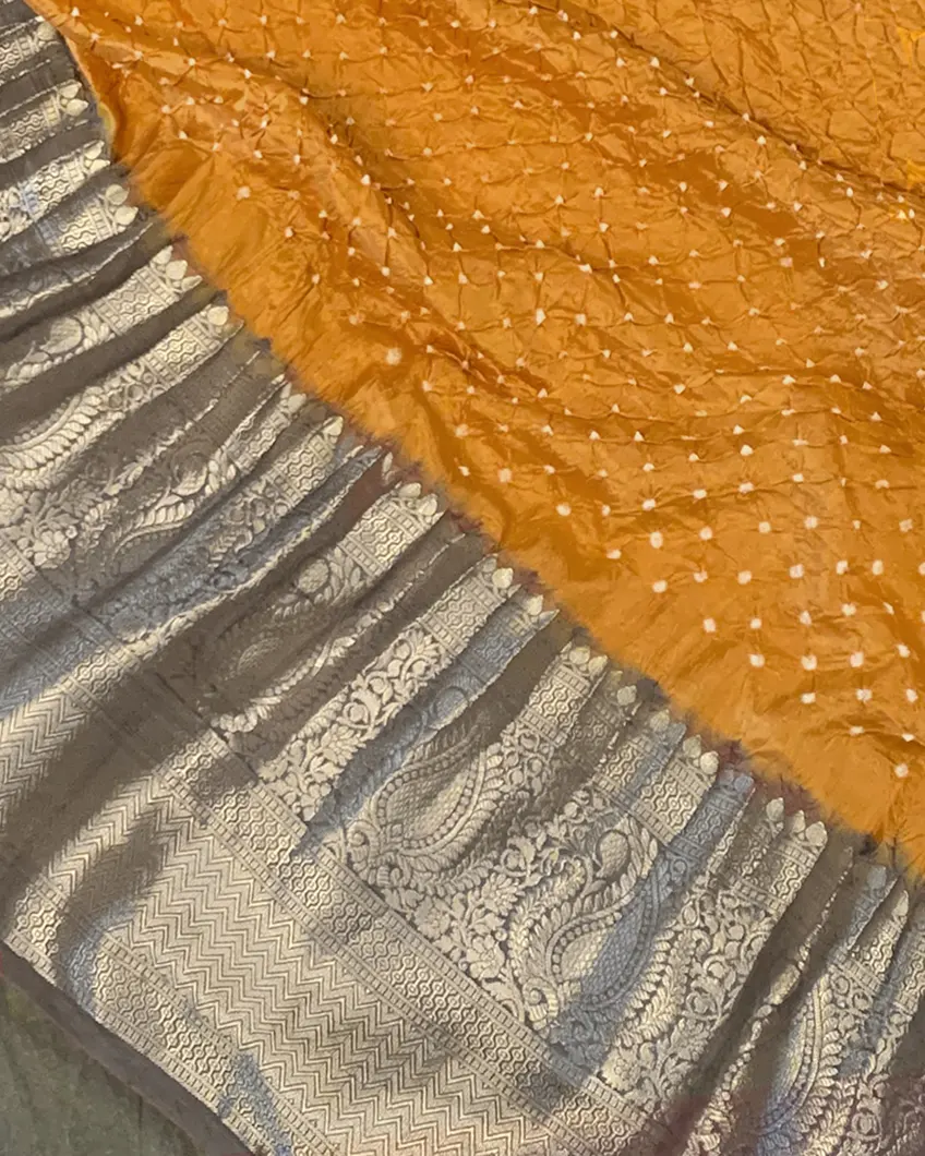 Yellow Bandhani Chaniya Silk Saree T4525294