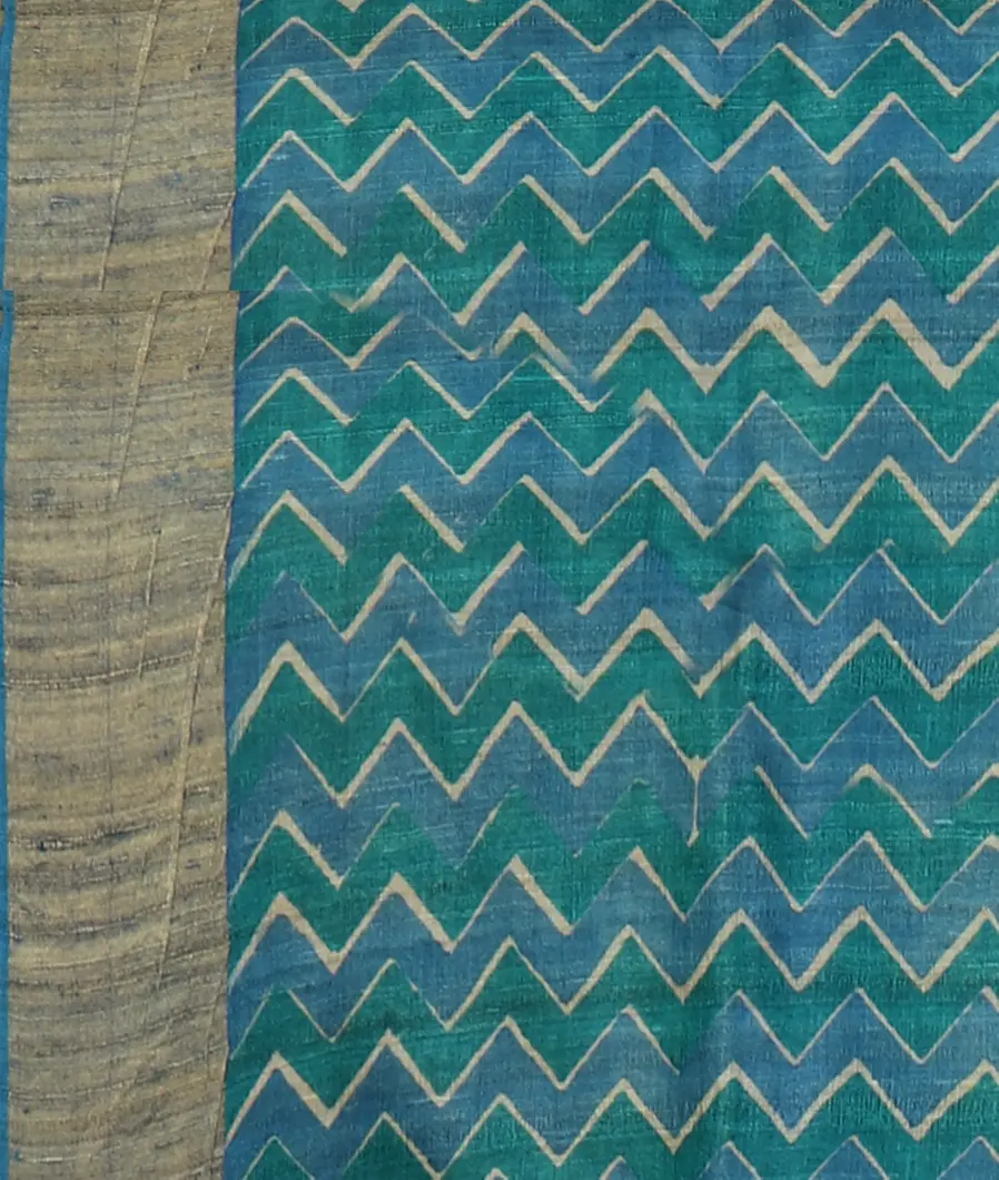 Blue Tussar Printed Saree T4233693