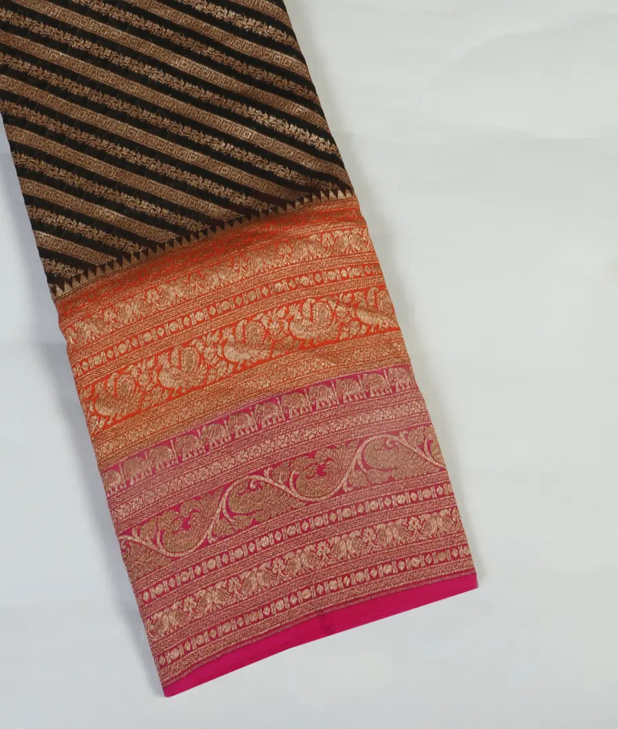 Black Banaras Georgette Silk Saree T346423-image