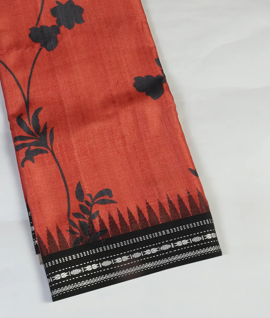 Red Tussar Printed Saree T426728-image