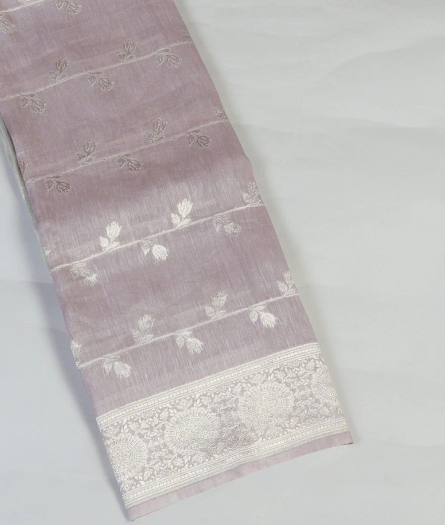 Lavender Banaras Linen Saree T458544-image
