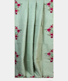 Light Green Tussar Embroidery Saree T4594542