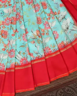 Blue Printed Soft Silk Saree T4598292