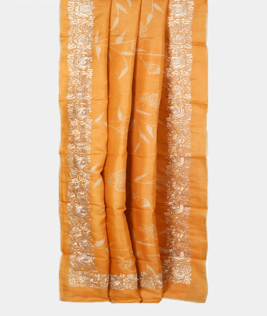 Yellow Tussar Printed Saree T4229892