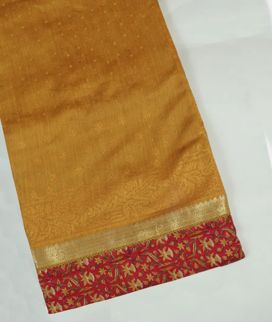 Yellow Tussar Embroidery Saree T267897-image