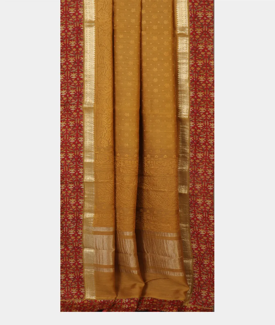 Yellow Tussar Embroidery Saree T2678972