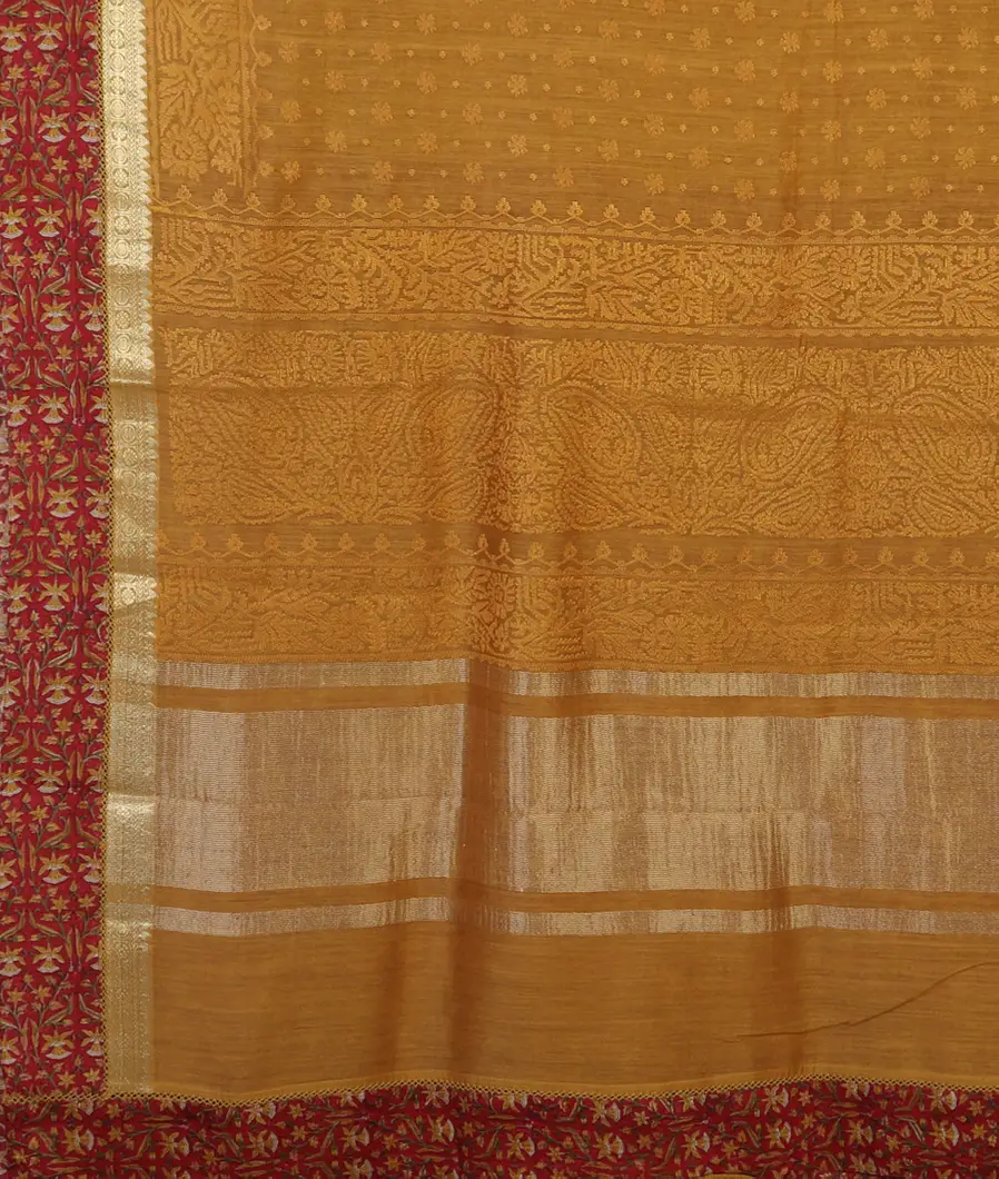 Yellow Tussar Embroidery Saree T2678974