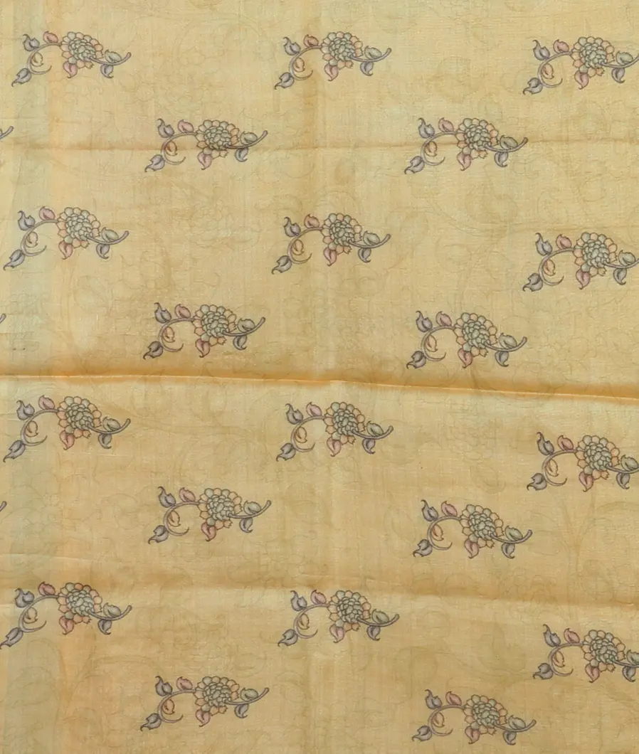 Yellow Tussar Printed Saree T3935673