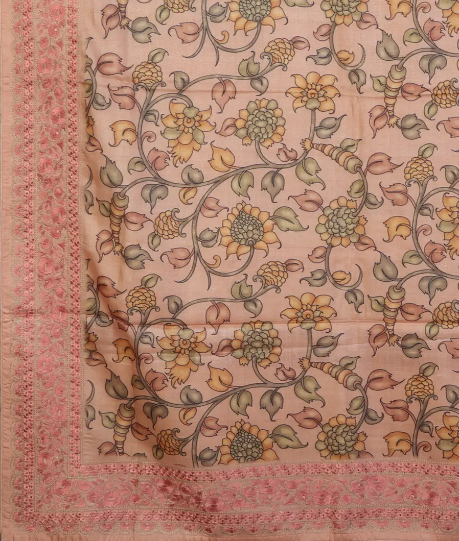 Pink Tussar Printed Saree T3935654