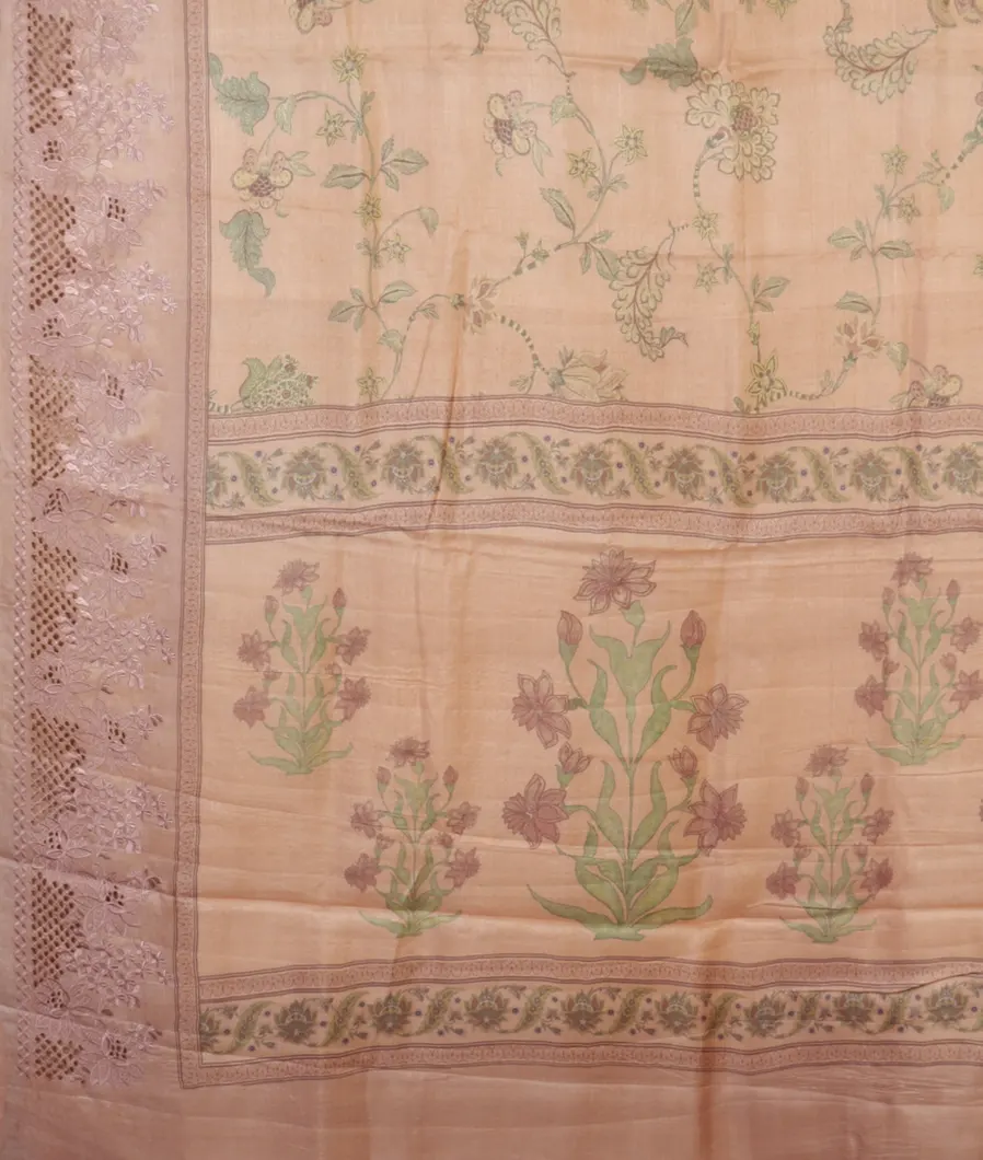 Pink Tussar Printed Saree T3935324