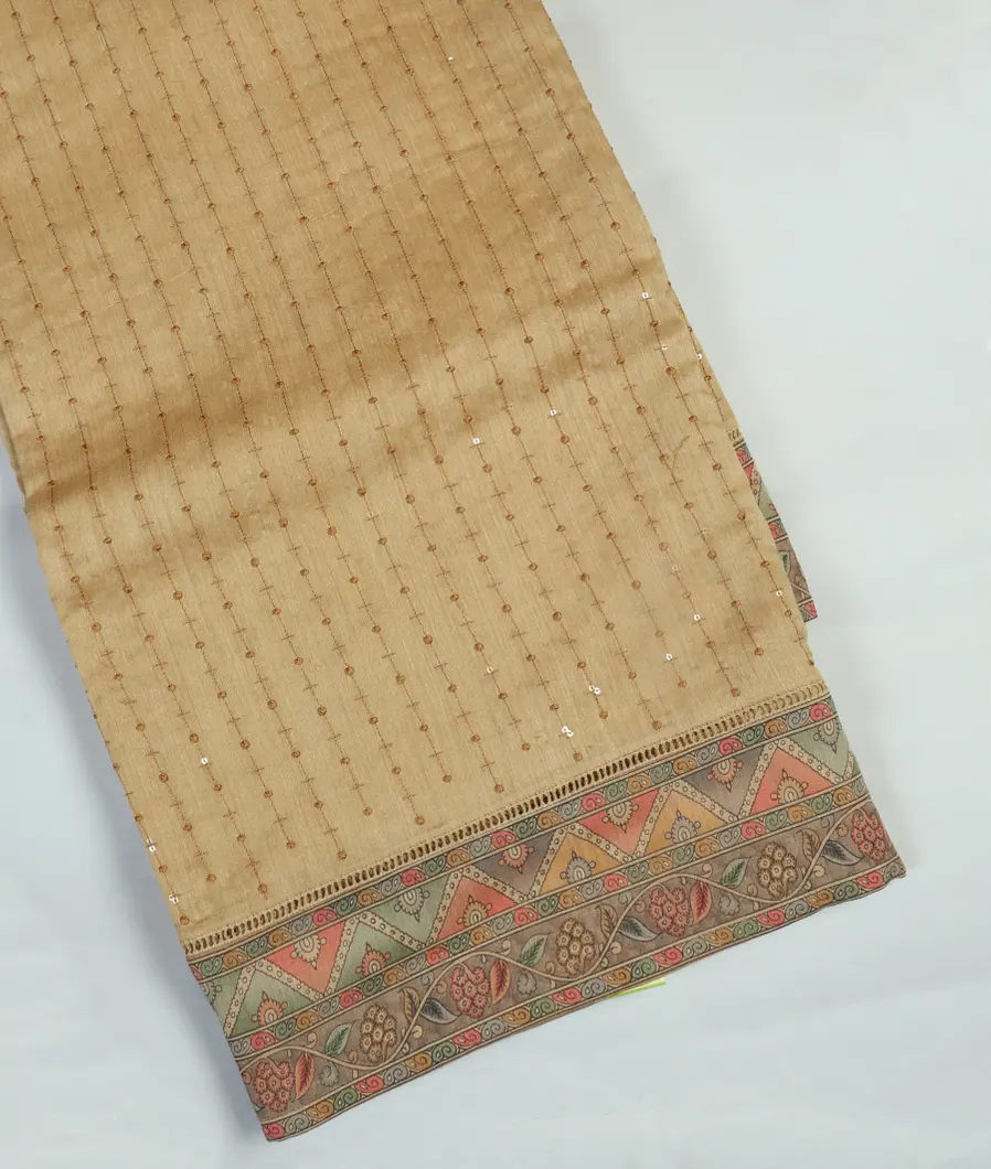 Beige Tussar Embroidery Saree T426016-image