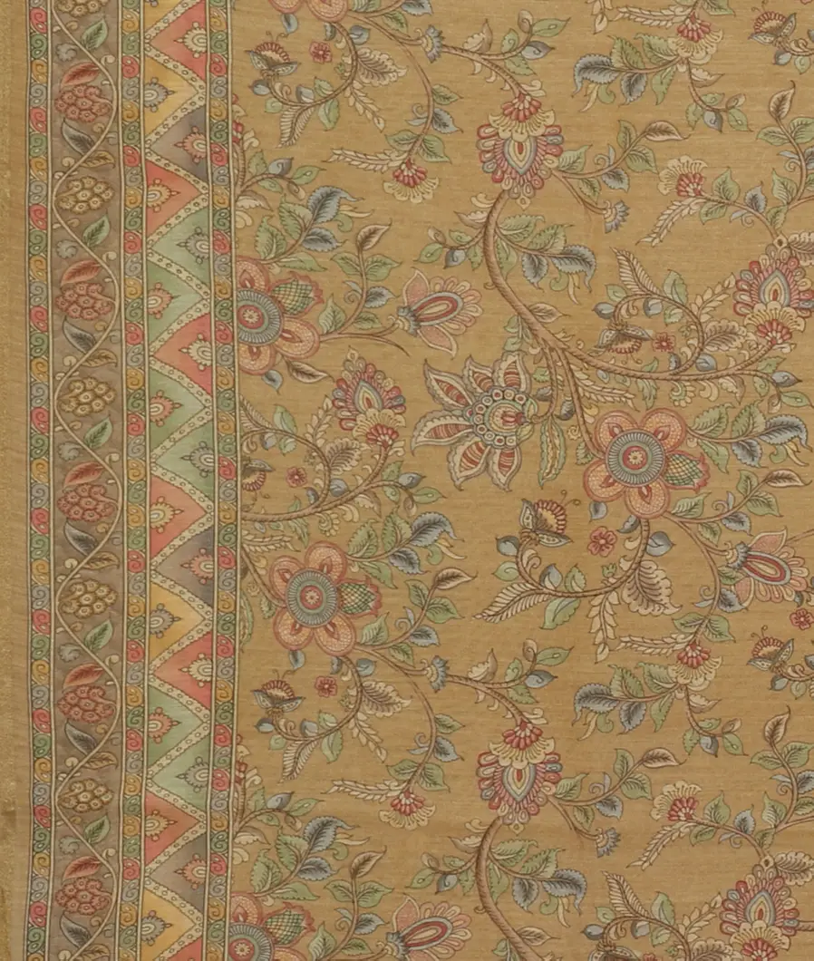 Beige Tussar Embroidery Saree T4260163