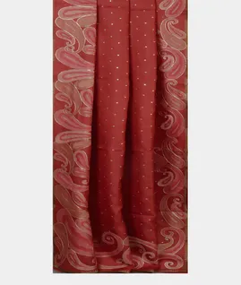 Red Tussar Embroidery Saree T4613362