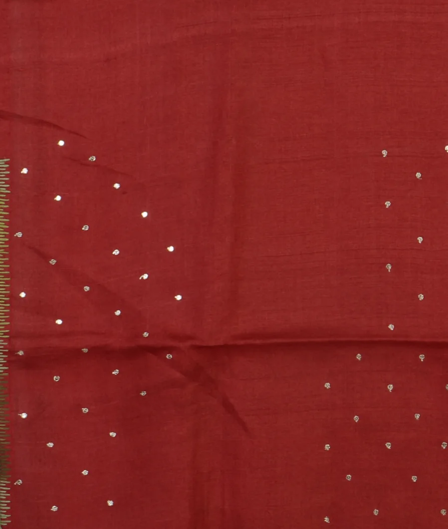 Red Tussar Embroidery Saree T4613363