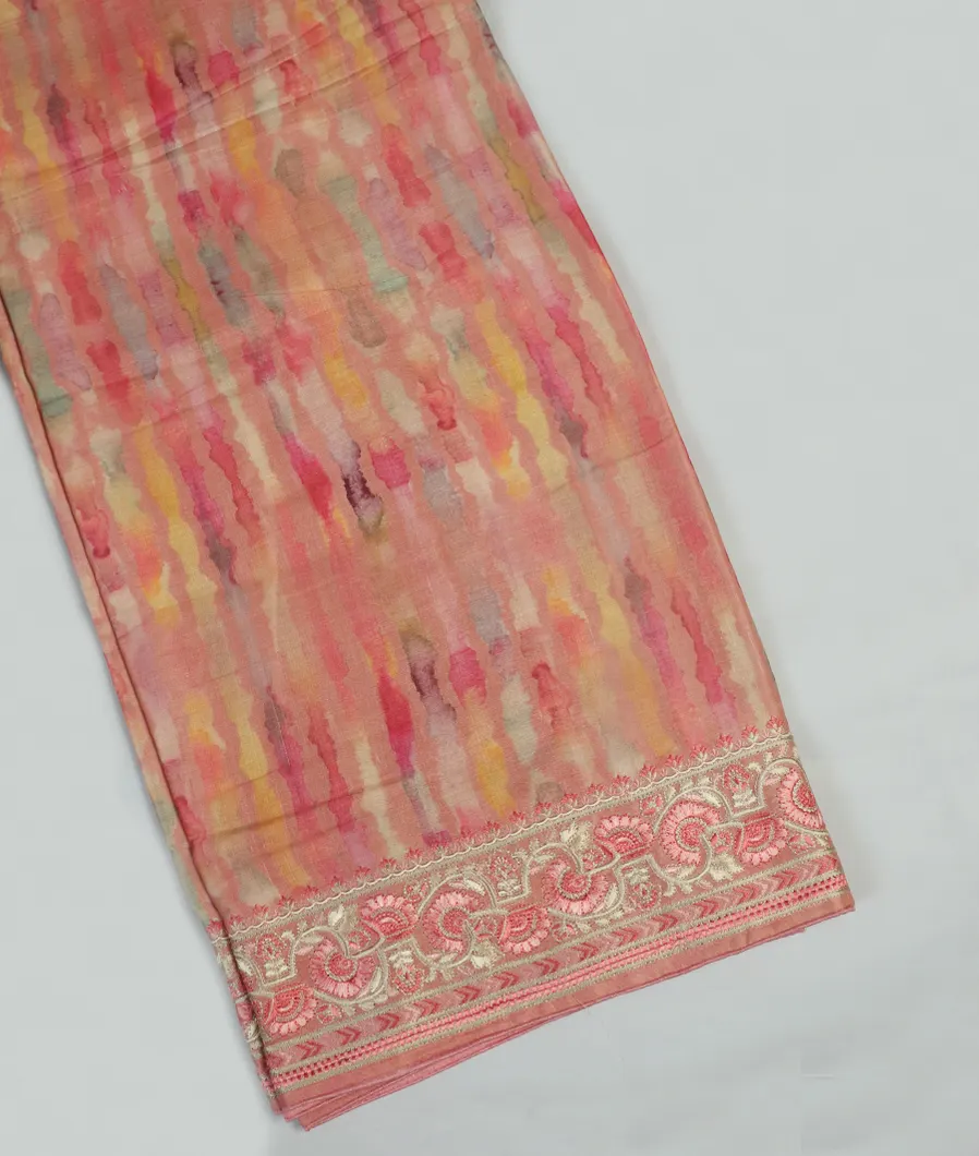 Pink Tussar Embroidery Saree T393561-image