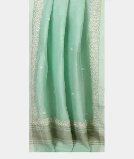 Green Linen Embroidery Saree T4582402