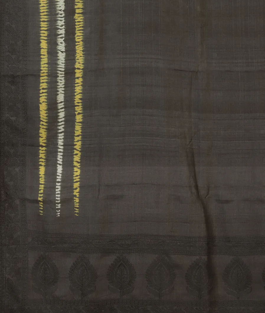 Black Tussar Embroidery Saree T4304724