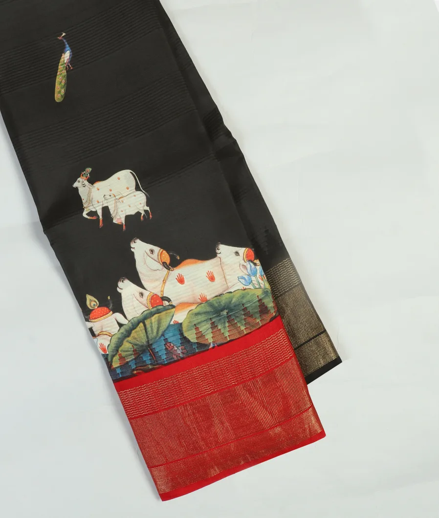 Black Printed Soft Silk Saree T459840-image