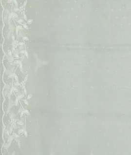 White Kora Organza Embroidery Saree T4570073