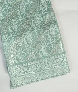 Bluish Grey Kora Organza Embroidery Saree T4330251
