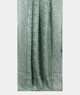 Bluish Grey Kora Organza Embroidery Saree T4330252