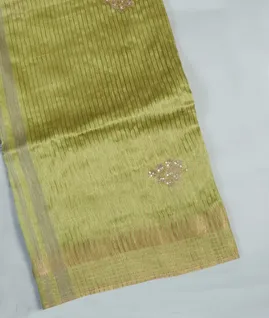 Green Linen Embroidery Saree T4600831