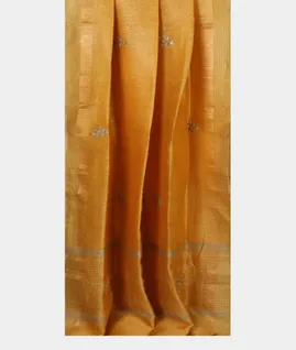 Yellow Linen Embroidery Saree T4600842