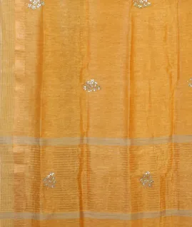 Yellow Linen Embroidery Saree T4600844