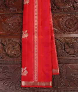 Red Handwoven Kanjivaram Silk Saree T4560071