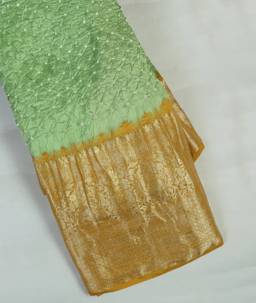 Green Bandhani Chaniya Silk Saree T419714-image