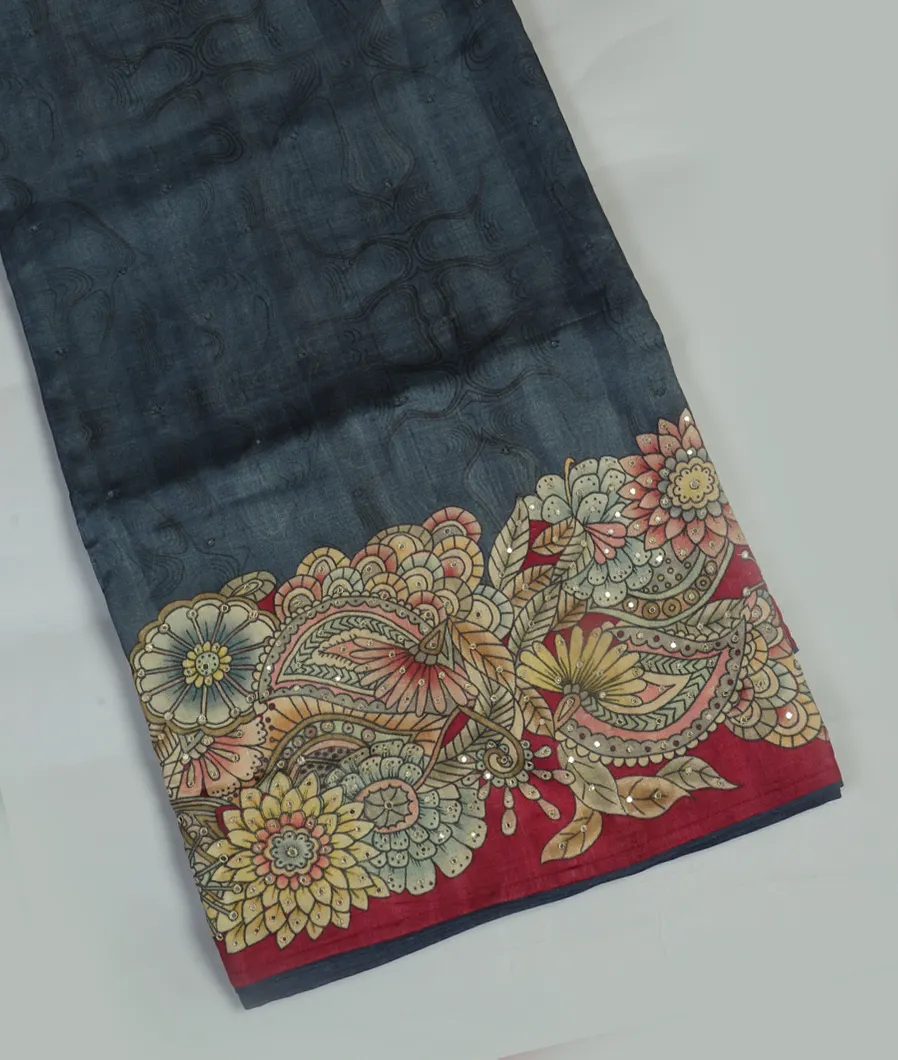 Grey Tussar Printed Saree T458186-image