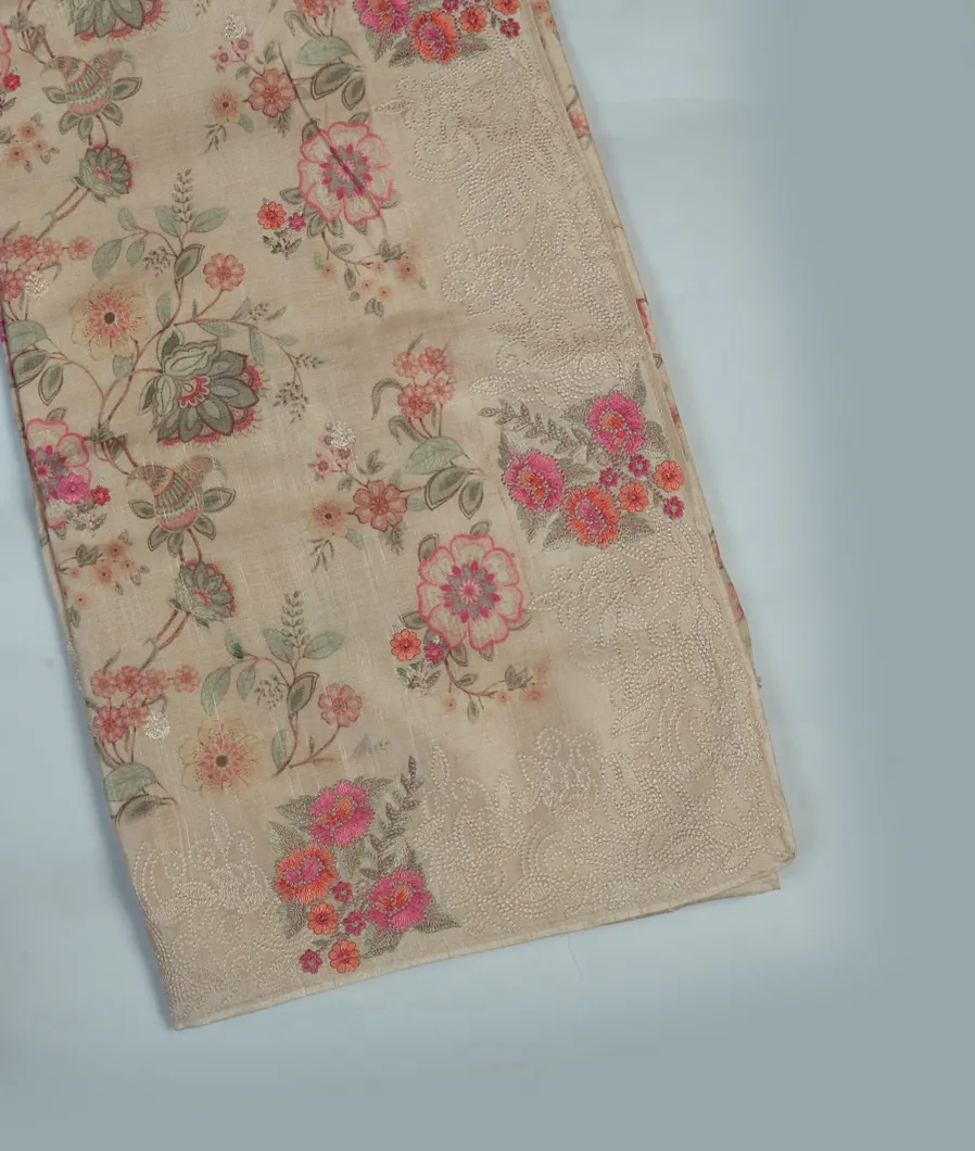 Beige Tussar Embroidery Saree T393550-image