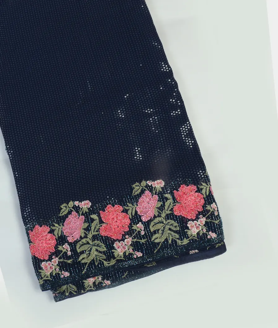 Blue Georgette Silk Embroidery Saree T455922-image