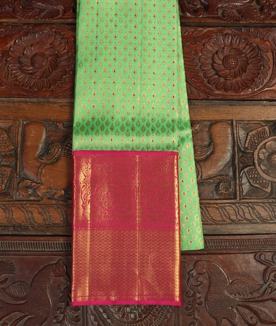 Green Handwoven Kanjivaram Silk Pavadai T360854-image