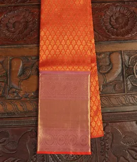 Orange Handwoven Kanjivaram Silk Pavadai T3995291