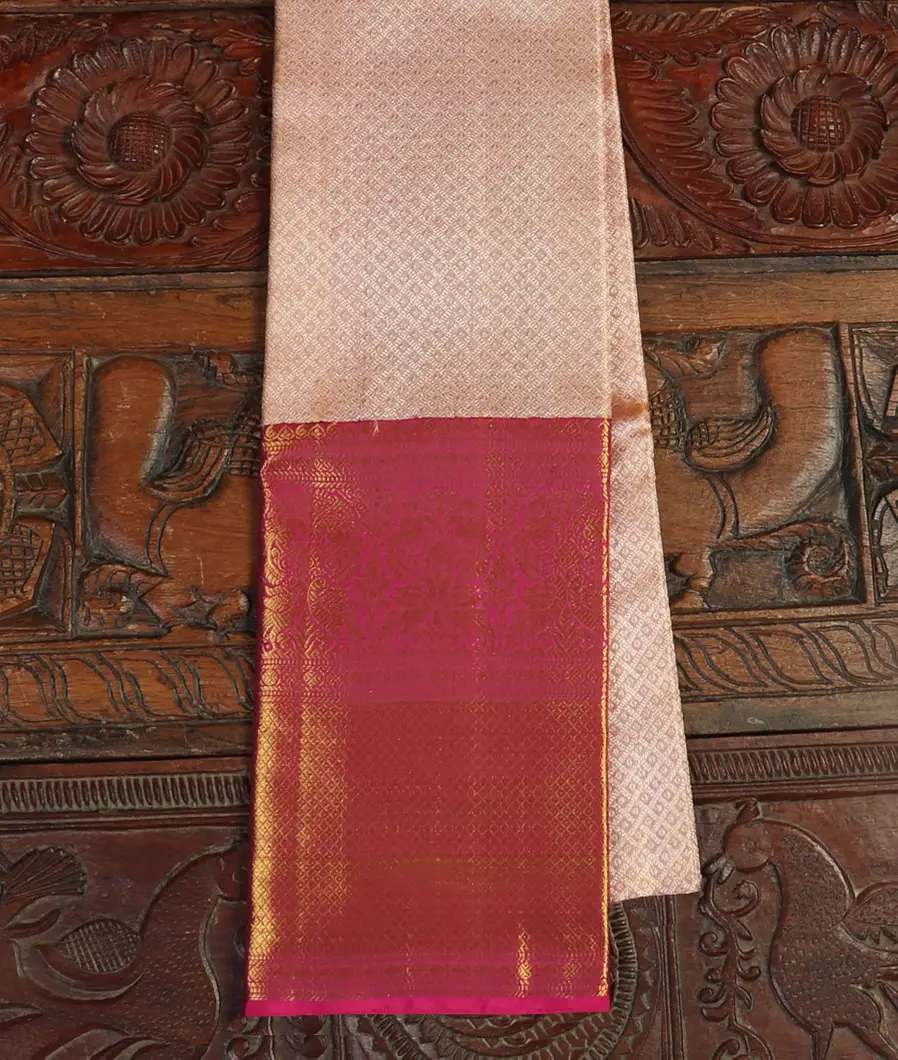 Peach Handwoven Kanjivaram Silk Tissue Pavadai T420006-image