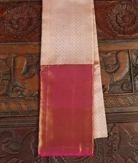 Peach Handwoven Kanjivaram Silk Tissue Pavadai T4200061