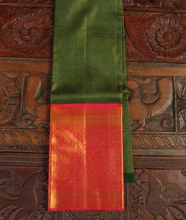Green Handwoven Kanjivaram Silk Pavadai T4199751