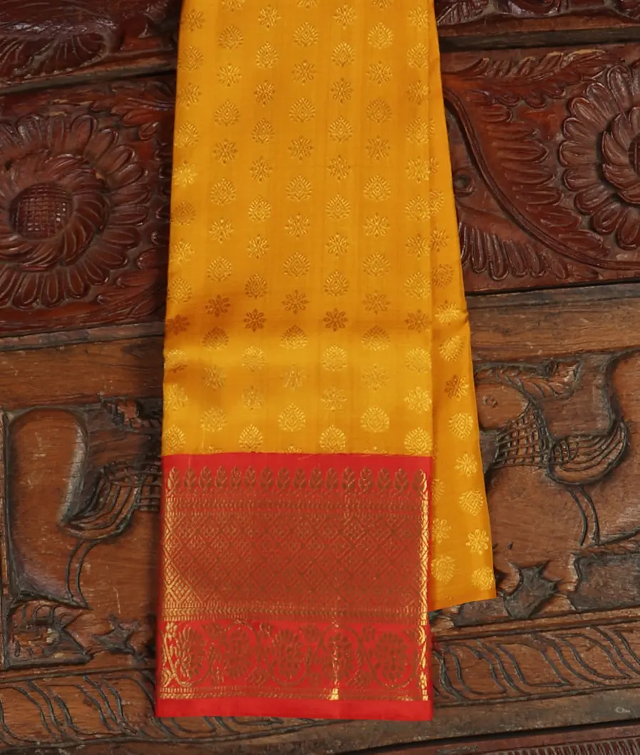 Yellow Handwoven Kanjivaram Silk Kids Pavadai T399444-image