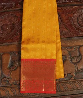 Yellow Handwoven Kanjivaram Silk Kids Pavadai T3994441