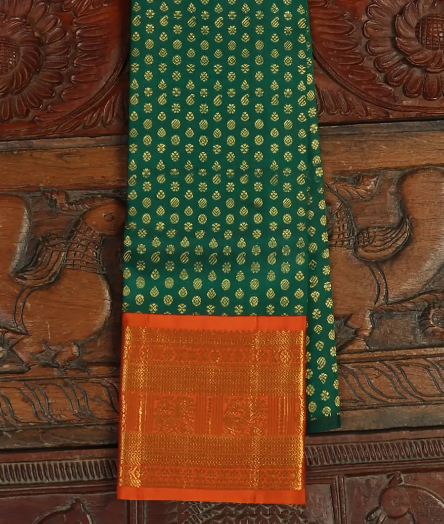 Green Handwoven Kanjivaram Silk Kids Pavadai T432407-image