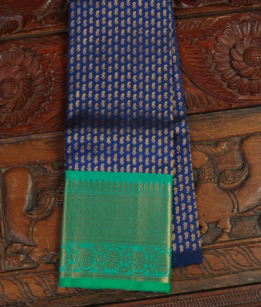 Blue Handwoven Kanjivaram Silk Kids Pavadai T413216-image