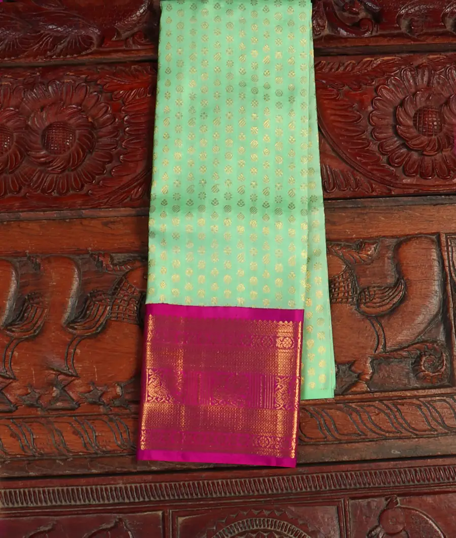Green Handwoven Kanjivaram Silk Kids Pavadai T432432-image