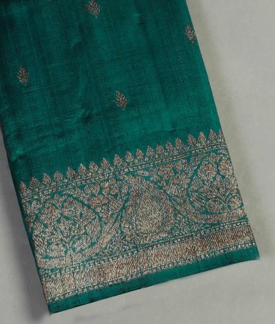 Bluish Green Banaras Tussar Saree T457925-image