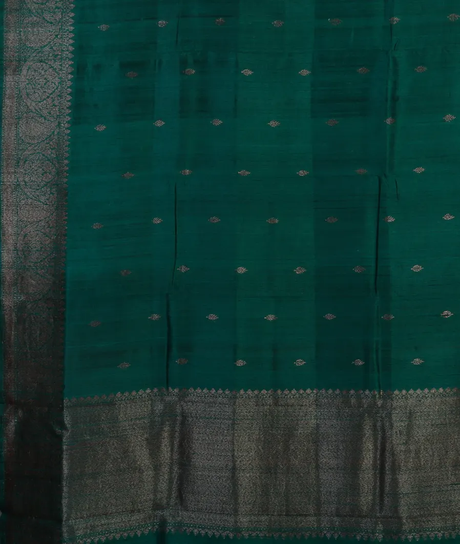 Bluish Green Banaras Tussar Saree T4579254