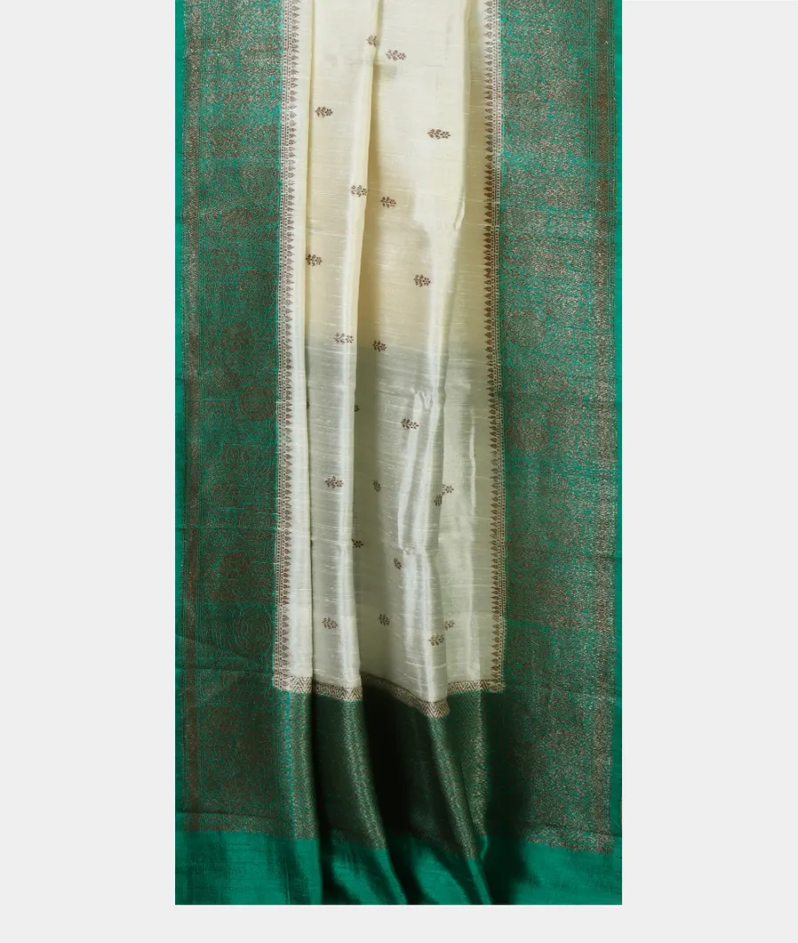 White Banaras Tussar Saree T4579722