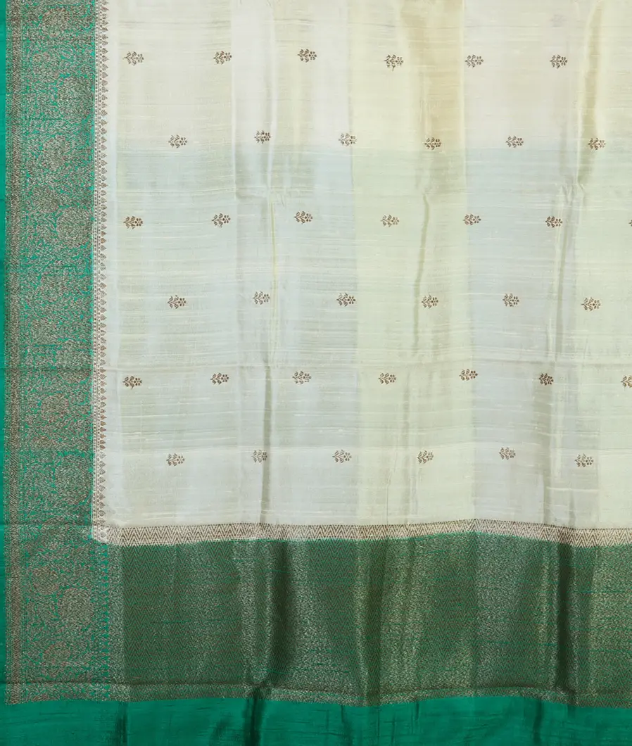 White Banaras Tussar Saree T4579724