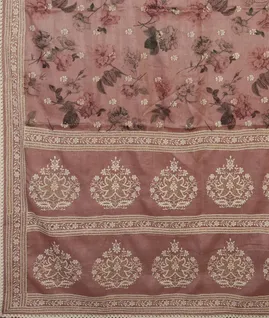 Mauve Pink Tussar Embroidery Saree T4539434