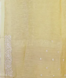 Yellow Linen Embroidery Saree T4582393